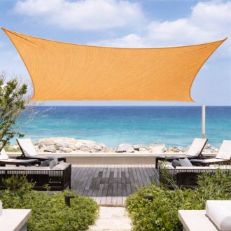   Żagiel przeciwsłoneczny - cień tarasowy, prostokątny 5x5 m W kolorze beżowym - HDPE