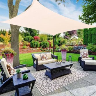   Żagiel przeciwsłoneczny - cień tarasowy, prostokątny 3x5 m W kolorze średniego beżu - HDPE