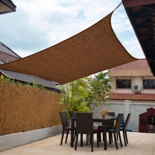 Żagiel przeciwsłoneczny - cień tarasowy, prostokątny 3x3 m W kolorze kawowo-brązowym - HDPE