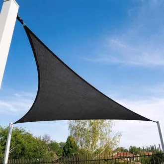   Żagiel przeciwsłoneczny - cień tarasowy, trójkątny 5x5x7 m W kolorze grafitowo-szarym - materiał Premium HDPE