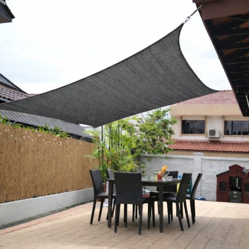 Żagiel przeciwsłoneczny - cień tarasowy, prostokątny 4x5 m W kolorze grafitowo-szarym - HDPE